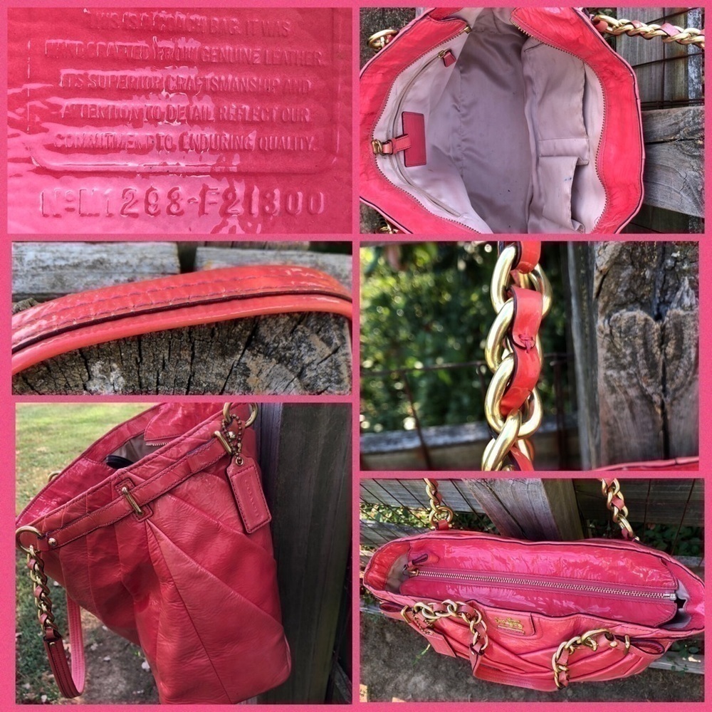 Coach Madison Diagonal Pleat Patent Pink Bag 21300 - Picture 5 of 9